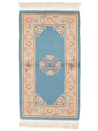 China 90 Line Rug Hand Knotted 76X140 Dark Blue/Brown China