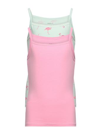 Nkfstrap Top 2P Glacier Flamingo T-shirt Ærmeløs Lyserød Name It