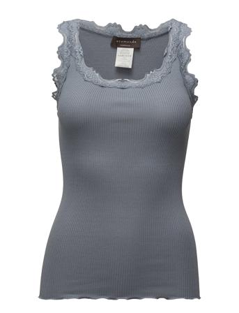Silk Top W/ Lace Blue Rosemunde