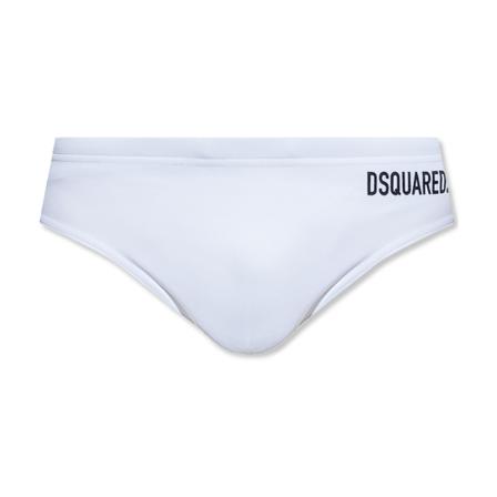 Dsquared2, Swim briefs with logo Biały, Mężczyzna, Rozmiar: L