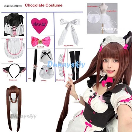 Vanilla Cosplay Kostyme på Lager, Tjenestepikekjole, Tjenestepikeantrekk, NEKOPARA Chocola Vanilla OVA Tjenestepikeuniform, Katte Neko Jente Kvinner 