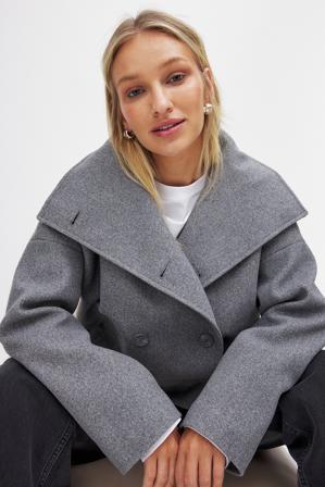 NA-KD Trend Manteau court croisé - Manteaux - Gris - EU 42