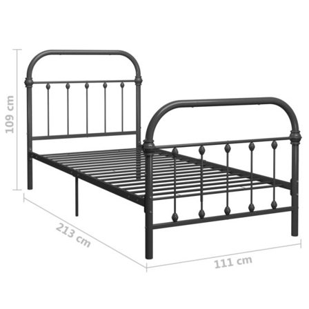 VidaXl Sängram Grå Metall Fot Och Huvudgavel 100X200 Cm - Litenleker