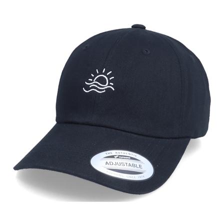 Abducted - Tiny Ocean Sunset Black Dad Cap Unconstructed Black Cap - @ Hatstore
