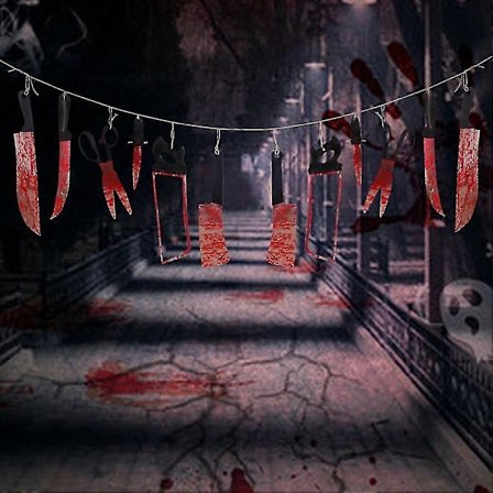 Scary Bloody Knives Blades Hængende Banner Flag Spøgelseshus Halloween Dekoration T