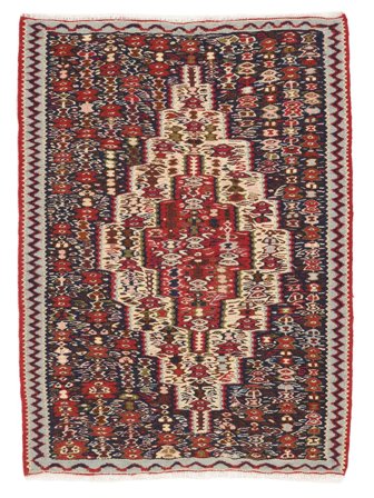 Kilim Senneh Fine Tappeto 77X108 Persiano Di Lana Rosso Scuro/Nero Piccolo Carpetvista
