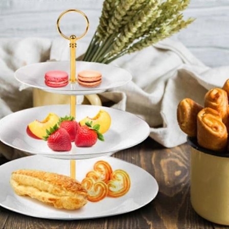 4 Sæt 3-lags kageopsats hardware, etagefad hardware 3-lags kageopsats (FMY)