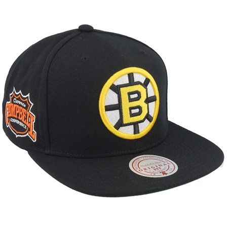 Mitchell & Ness - NHL Schwarz Snapback Cap - Boston Bruins Conference Patch Vintage Black Snapback @ Hatstore