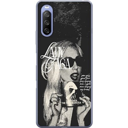 Yhteensopiva Puhelinkuori Sony Xperia 10 III Lady Gaga mustavalkoinen retrojuliste aurinkolaseilla ja pop-taide-estetiikalla