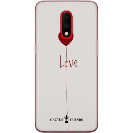 Kompatibelt Mobildeksel til OnePlus OnePlus 7 Cactus and Friends - Love Balloon Minimal