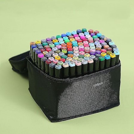 120 Väriä Musta Kynä Kynät, Taide Kynät Piirtämiseen, Permanentit Taide Kynät Lapsille & Aikuisten, Anime Ja Manga Värittäminen Kynä, Kaksoispäinen G