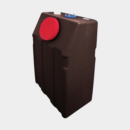 Fäkalientank / Grauwassertank Nuova Rade Zefiro, 60 liter, mit Anschlussdeckel & Inspektionsdeckel, 400 x 250 x 750 mm, HDPE (Polyethylen), braun - 