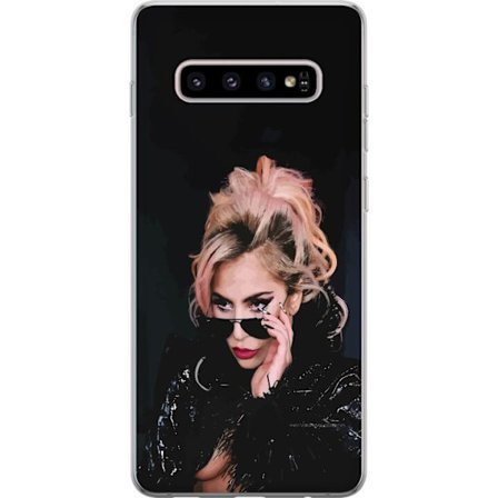 Kompatibelt Mobildeksel til Samsung Galaxy S10+ Lady Gaga portrett med solbriller og dramatisk sminke i mørk glamorøs stil