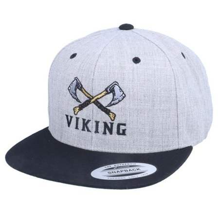 Vikings - Grå snapback Keps - Axe Cross Logo Heather Grey/Black Snapback @ Hatstore