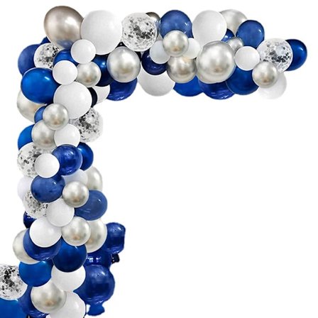 Ballongkombo-kit Silver Blue White Ballongdekoration Kit Ballongkedjeset Latexballong Bröllop B