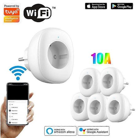 10 stk. Tuya Smart WIFI EU-stik 10A 100-240V Smart Home Timer Elektrisk Stikkontakt Vioce
