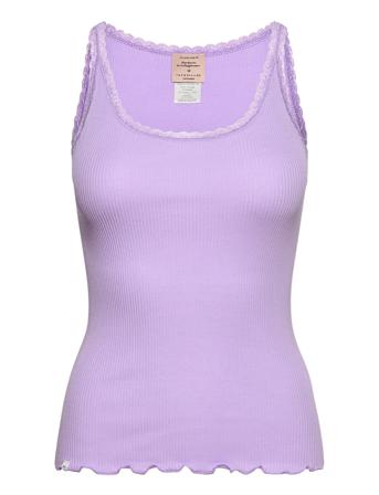 Cotton Top Regular W/ Lace Top Ærmeløs Top Lilla Barbara Kristoffersen By Rosemunde