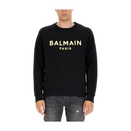 Balmain, Sweatshirt With Logo Print Czarny, Mężczyzna, Rozmiar: S