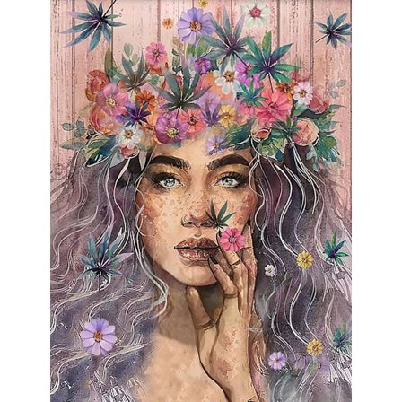 (30x40cm)5D Diamant DIY Maleri Kits Pige, Farverige Blomster