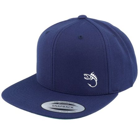 Skillfish - Blå snapback Keps - White Fish Hook Logo Navy Snapback @ Hatstore