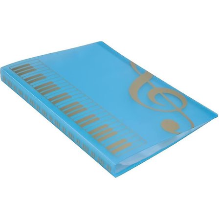 A4-kokoinen musiikkilehtiökansio A4-kokoisille asiakirjoille säilytyskansio 40 taskua (g-kokoinen nuottiavain - sininen)