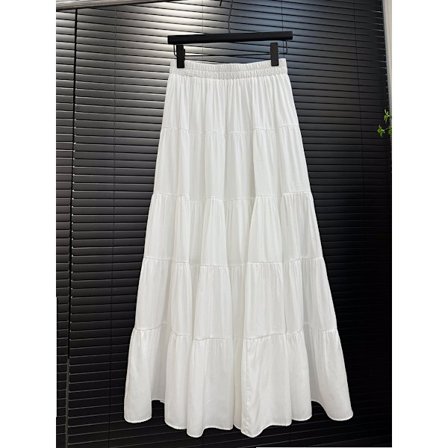 Naisten joustava korkeavyötäröinen pliseerattu pitkä hame