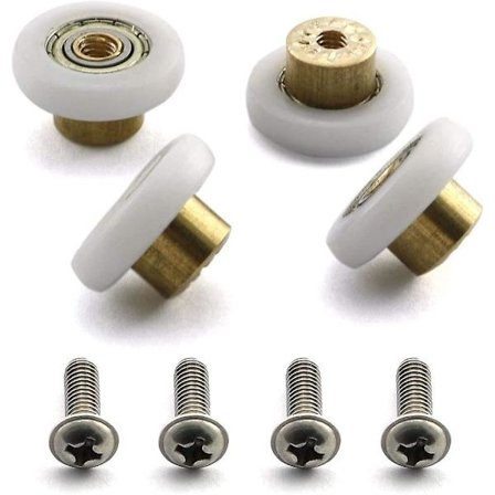 Set med 4 st 19 mm duschdörrrullar löpare hjul reservdel badrum glasdörr löpare skjutdörr rulle hjul med M4 skruv
