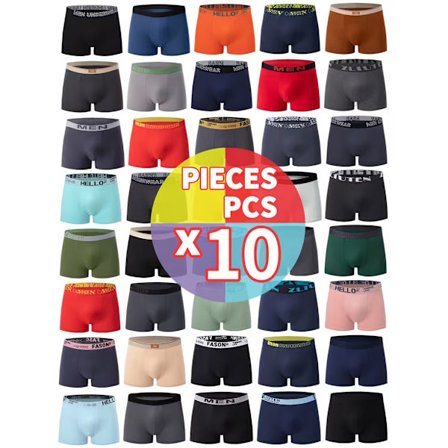 Menns middels høye boxer briefs, komfortabelt og pustende undertøy for alle årstider, 10-pakning (tilfeldig design) _yux