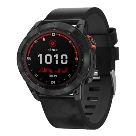 För Garmin Fenix ​​7X Solar 26mm läder stålspänne watch
