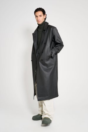 Rosenbad Long Double Breasted Overcoat Black