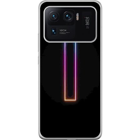 Kompatibel Mobilcover til Xiaomi Xiaomi Mi 11 Ultra Minimalistisk neonbogstav I i regnbuefarver mod mørk baggrund