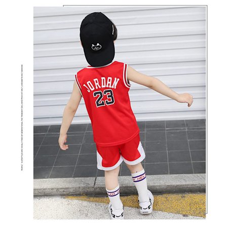 Toddler Børns Basketball Jersey Sæt Baby Drenge Piger Brev Vest + Sports Shorts Sæt Drenge Sommertøj NO.23rød 90CM