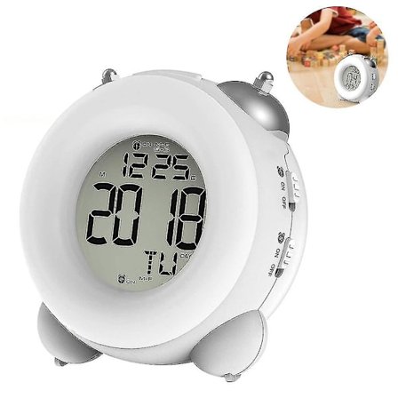 Enkel digital klokke med høy alarm, batteridrevet, enkel å stille inn, elektronisk dobbelklokke, slumrefunksjon, bærbar LCD-klokke for barn