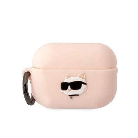 Karl Lagerfeld KLAP2RUNCHP AirPods Pro 2 skydd rosa/rosa Silikon Choupette Head 3D