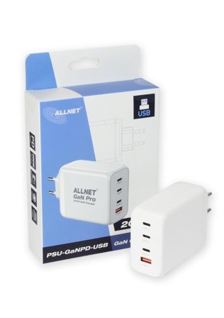 ALLNET Ersatznetzteil QC USB-C PD GaN Netzteil Power Supply 200 Watt 1x USB Typ-A QC, 3x USB Typ-C**EU PLUG**