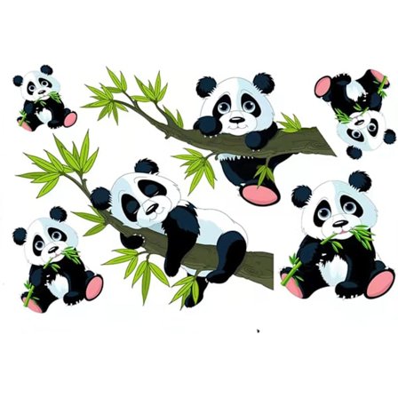 Cartoon Panda på trädgrenen Barnrum Väggklistermärken Avtagbar