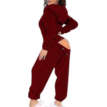 Seksikkäät aikuisten onesie-pyjamat, yhteensopivat naisten takaläpällisten fleecehuppuisten onesie-pyjamien kanssa, naisten pörröinen yöasu - xindaren