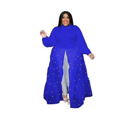 Kvinders Maxi Kjole Gennemsigtig Strand Cover Up Plus Størrelse Casual Sommer Gennemsigtig Kjoler til Kvinder Sexy Clubwear Mesh(Royal Blue 5XL)