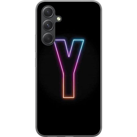Kompatibel Mobilcover til Samsung Samsung Galaxy A55 Minimalistisk neonbogstav Y i farveskiftende lys mod sort baggrund