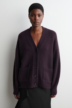 COS Women's Oversized Merino Wool Cardigan in Purple