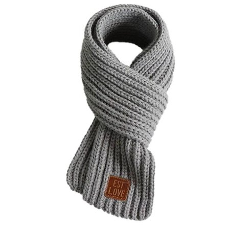 Børnehalstørklæde til småbørn, drenge og piger, strikket, varmt, vinter, grå