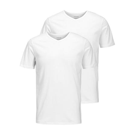 Jack & Jones, Set of 2 v-neck t-shirts Basic Biały, Mężczyzna, Rozmiar: M