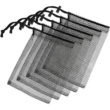 5 stk. Mesh Poser Små, 20x15cm Poser Snøreposer Mesh Poser, Snøreposer Emballageposer Mesh Poser, Sorte Mesh Poser Sandlegetøj Til Rejser, Kosmetik