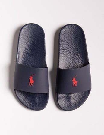 Polo Ralph Lauren Signature Pony Slide Blå Sandaler Unisex - Kids Brand Store