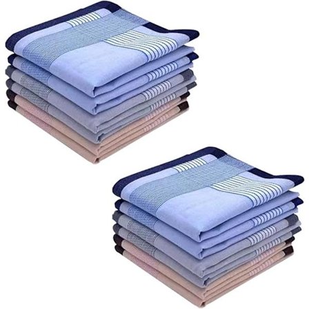 12 stk. Herre Lommetørklær, 100% Myk Bomull Lommetørklær For Menn Bomull
