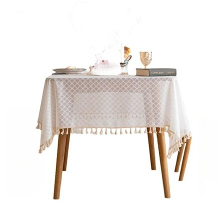 Fransk dug bordmåtte hvid broderet dug firkantet bordrund hul blonde kvast bed and breakfast sofabord dug