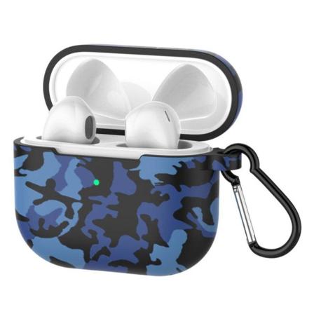 AirPods 3 färgstarkt silikonfodral med mönster - Kamouflage Blå Blå