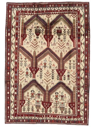 Orientalischer Afshar Teppich 197X287 Braun/Dunkelrot Wolle, Persien
