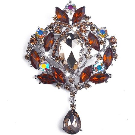 Bröllop Bridal Big Crystal Strass bukett Brosch Sjal Pin för kvinnor