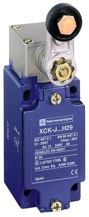 Telemecanique XCKJ10511H29 Grensebryter 2-polet, 230 V, 3 A rullearm, Elfordeling & strømforsyning